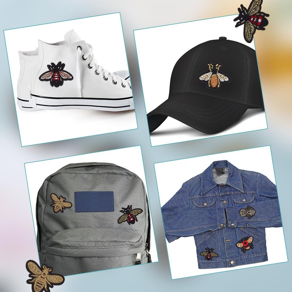 36Pcs 6 Style Embroidery Bee Patch Sew on Fabric Bee Appliques Embroidery Insects Applique Fashion Clothing Decoration Patch for Clothing Decoration Sewing Craft