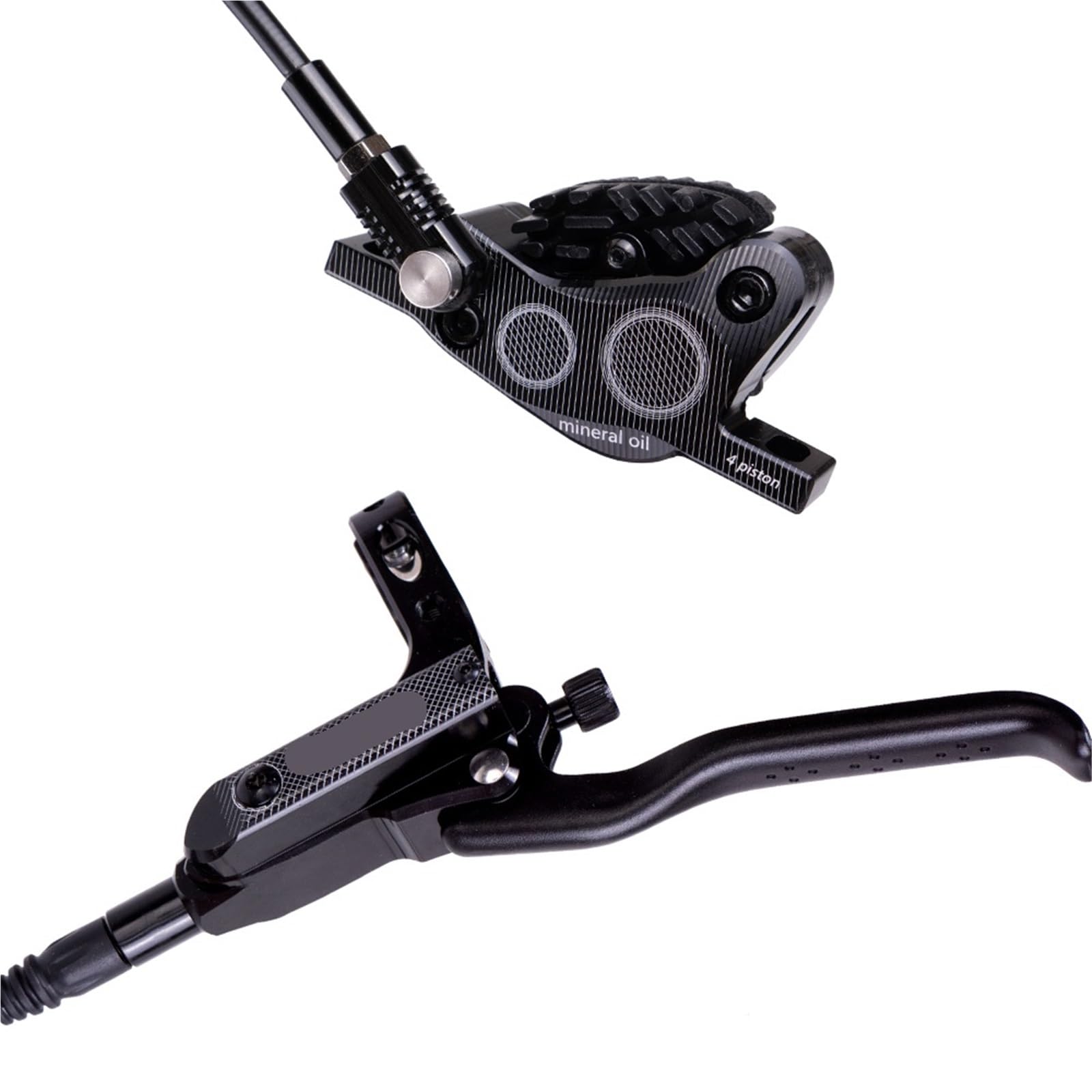 Genérico Freno De Disco Hidráulico De 4 Pistones MTB, Almohadilla Metálica Completa De Refrigeración, Piezas De Repuesto De Aceite Mineral CNC For Bicicleta