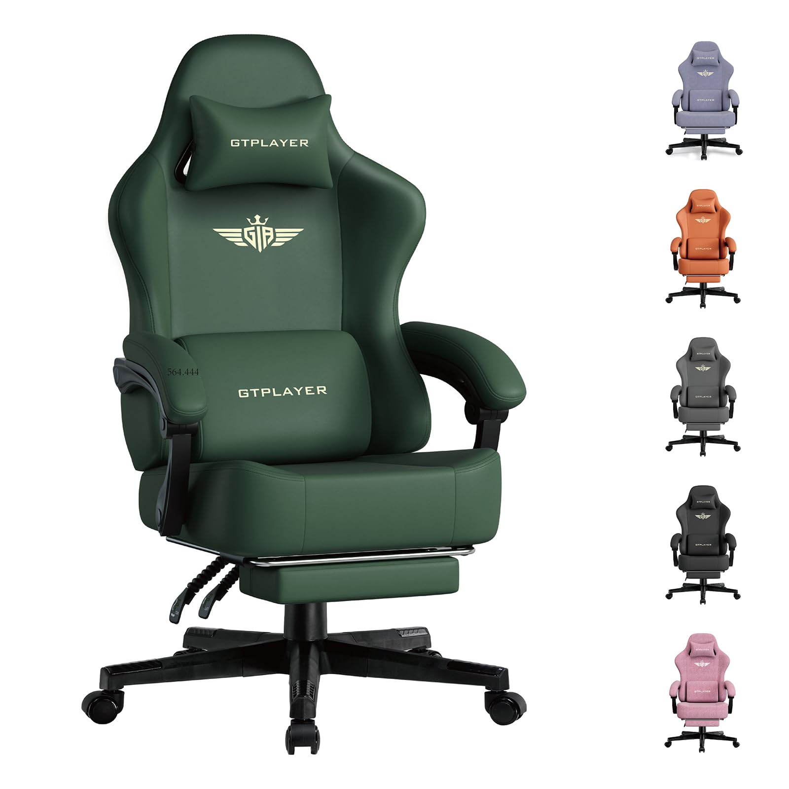 GTPLAYER Chaise de Gaming - Respirante - Ergonomique - Simili Cuir de qualité supérieure - Chaise Ergonomique en Polycarbonate - Dossier réglable à 160° et Repose-Pieds Extensible -Charge 180 kg -Vert