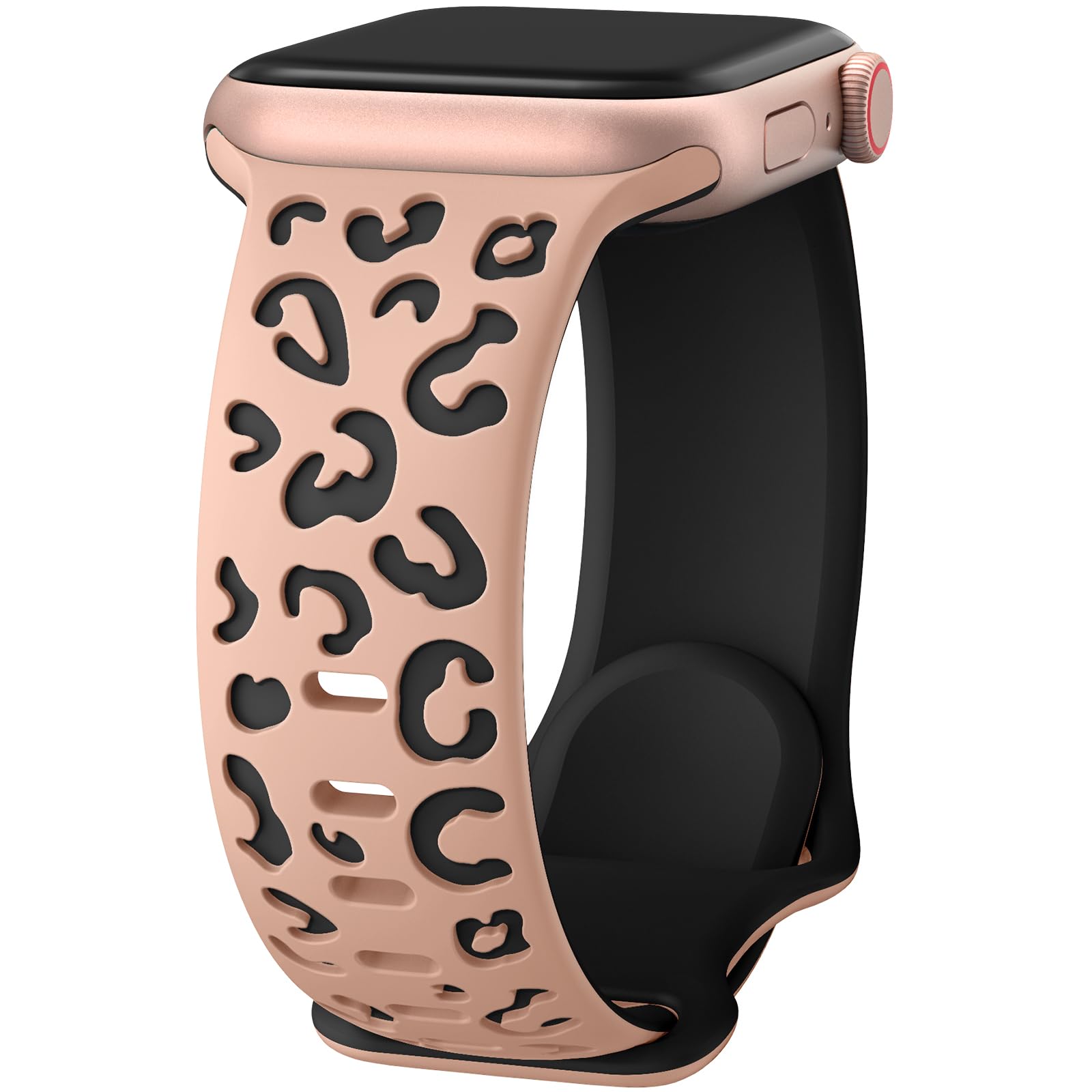 Leopard Engraved Band for Apple Watch Band 40mm 41mm 38mm 45mm 42mm 44mm for Women,Cute Cheetah Strap Silicone Sport Wristbands for iWatch Series 9 SE 8 7 6 5 4 3 2 Ultra