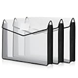 3 Pieces 11 x 17 inch Expandable Tabloid Size Documents Folder with Snap Closure Black Horizontal Large Clear Organizer Storage with Label Plastic Envelopes Expanding File Folder (Clear)