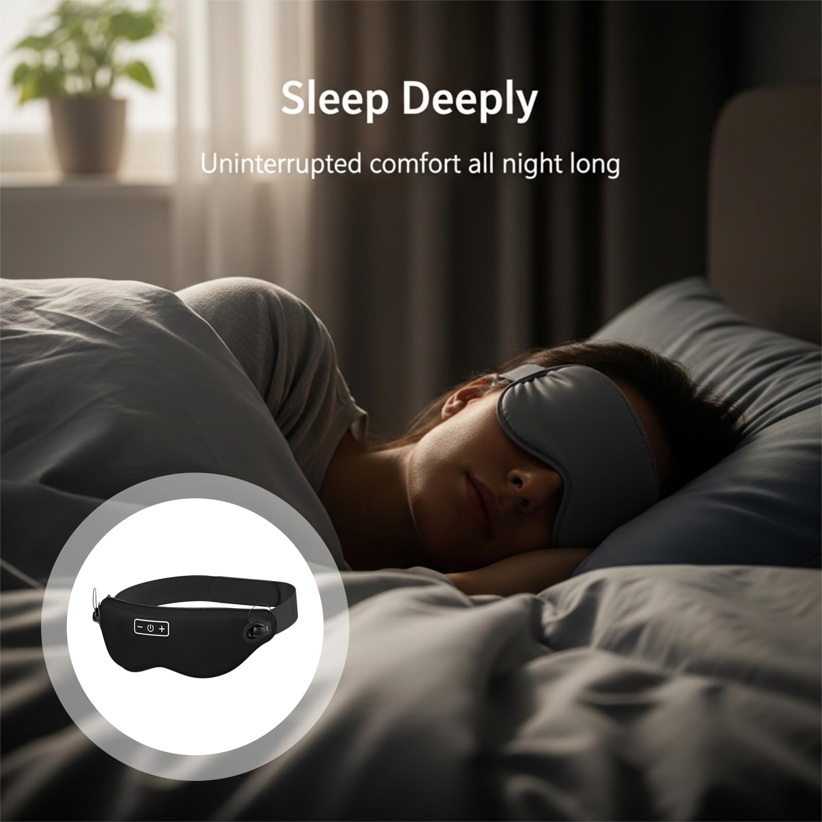 Máscara de dormir inalámbrica 3D, cubierta de tela suave con auriculares con cancelación de ruido para personas que duermen de lado