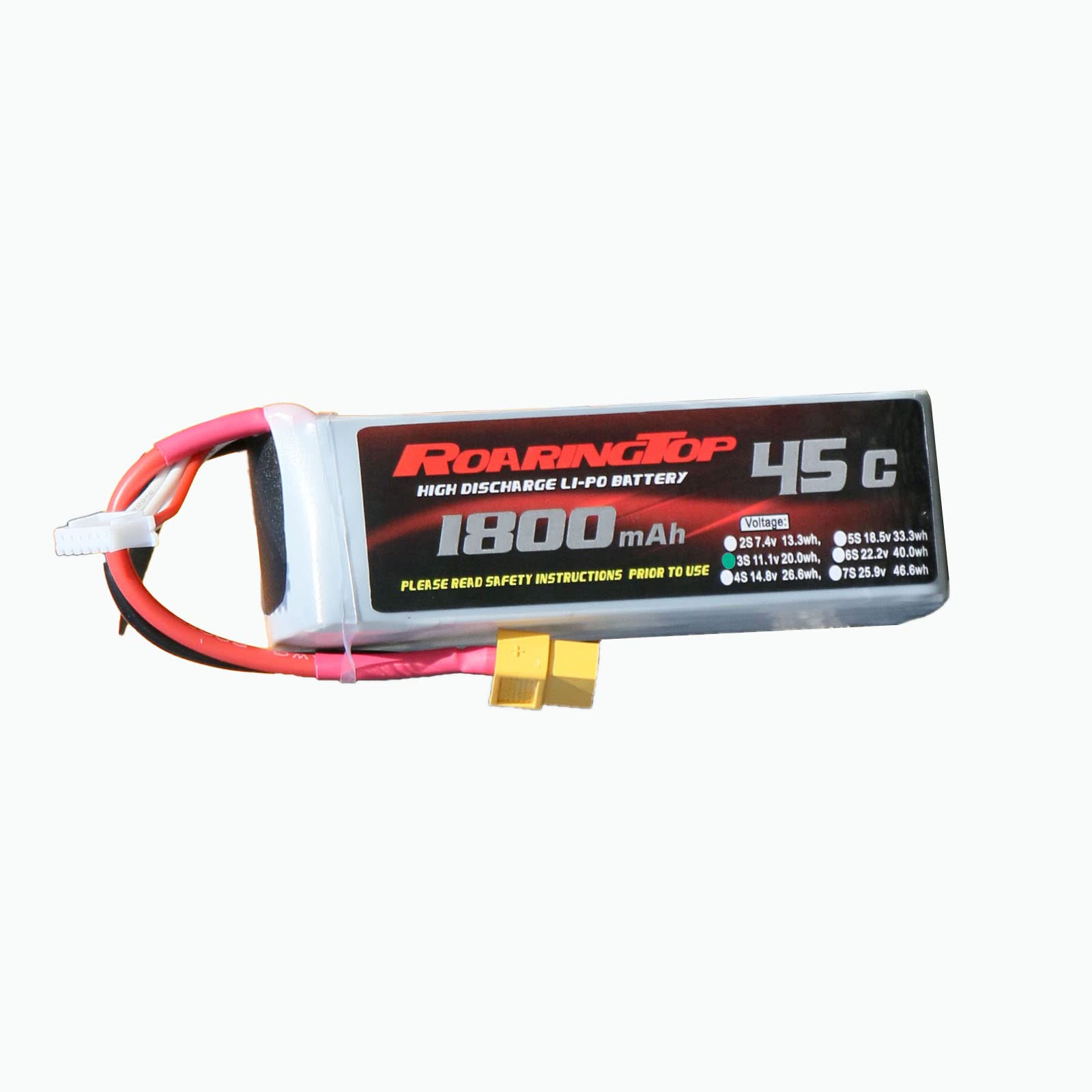 RoaringTop 3S Lipo Battery 1800mAh 11.1V 45C RC Battery with XT60 Plug for FPV Drone Quadcopter Helicopter Airplane RC Boat RC Car RC Models