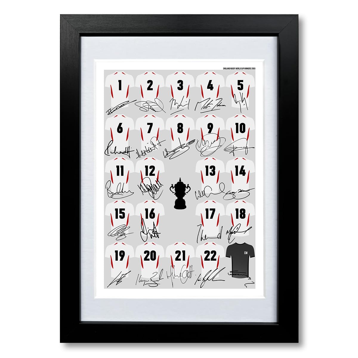 England Rugby World Cup Winners 2003 team squad signed poster print framed picture photo autograph gift Jonny Wilkinson (A4 framed & mounted)