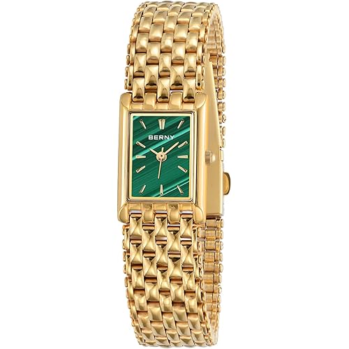 BERNY Gold Watches for Women Updated Ladies Quartz Wrist Watches Stainless Steel Band Womens Small Gold Watch Luxury Casual Fashion Bracelet Tools Included