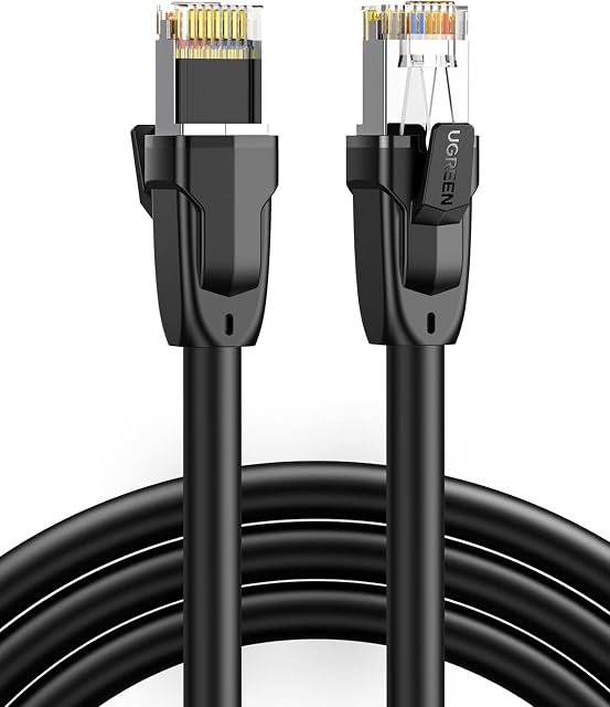 UGREEN Ethernet Cable CAT 8 Ethernet Cable 40Gbps 2000MHz PoE High-Speed LAN RJ45 Cable S/FTP Pure Copper Network Lead Compatible with Xbox One Switch PS5 PS4 Mac Modem Router Patch Panel TV (1M)