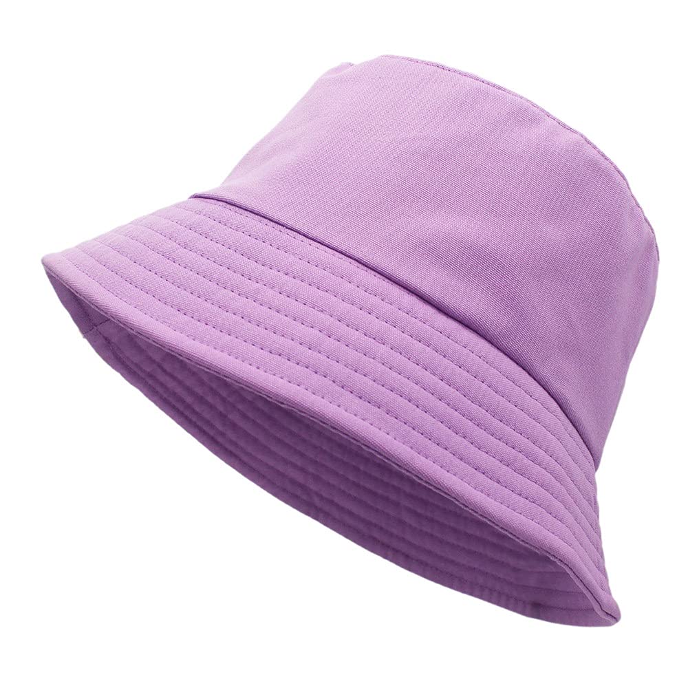 Sombreros de Pescador para Mujer, para Playa, para Adolescentes y niñas, de ala Ancha, con protección Solar UPF 50+ (Morado, Talla única)