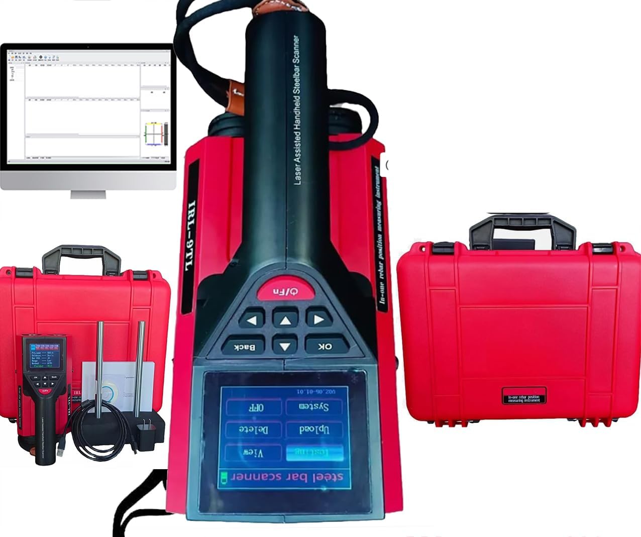 Integrated Rebar Detector Rebar Finder Concrete Reinforcement Tester with 6mm-90 mm 7mm-200mm USB Interface for Steel Bar Thickness Waveform Network Profile Multi-Mode Detection
