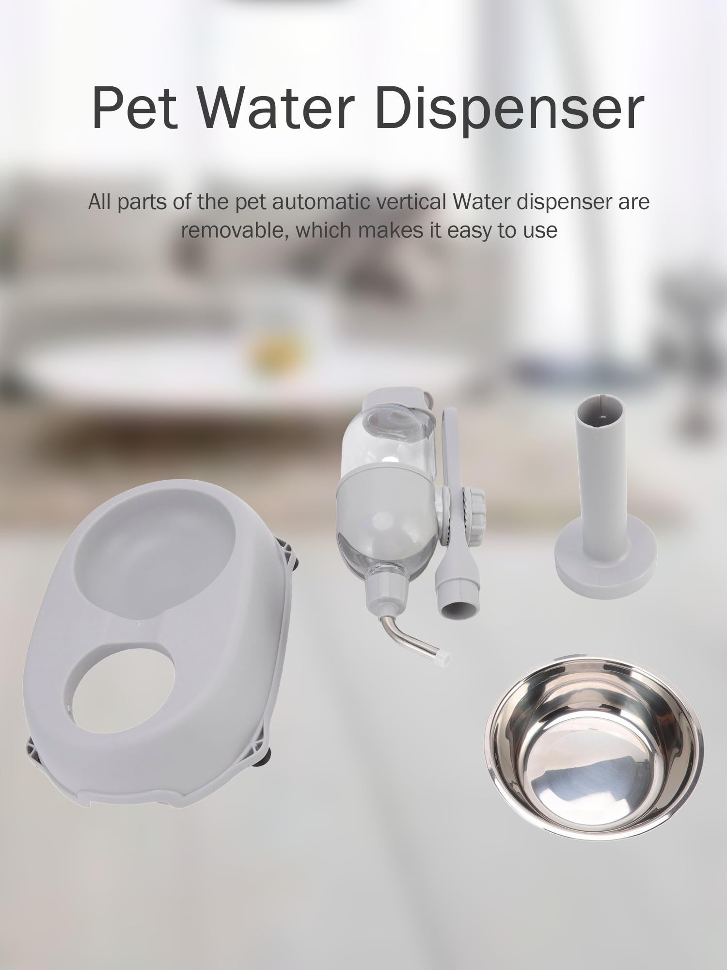 Dispensador de agua para mascotas, cuenco dispensador de agua de pie para mascotas, 2 en 1, 500 ml, altura desmontable multifuncional, poste de agua automático con soporte para perros y gatos