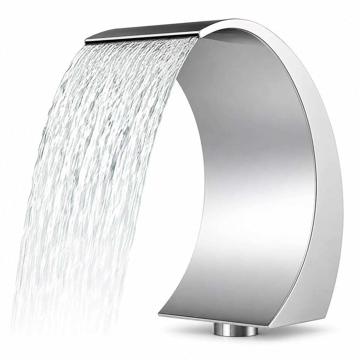 Bananaww J-Shaped Waterfall Spillway, Stainless Steel Swimming Pool Fountain – Outdoor pond blade waterfall, Water Blade Waterfall for Garden Patio Pond Decoration, 40x20cm