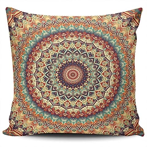 WEINIYA Home Decoration Throw Pillow Case Orange Mandala 24X24 Inch Square Pillowcase Cushion Cover Double Sided Printed (Set of 1) Cover