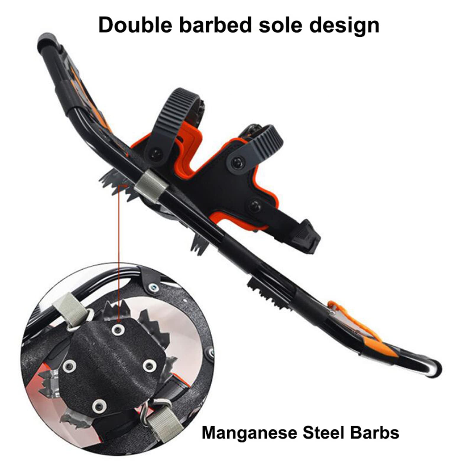 Raquettes À Neige Tout Terrain 25'' en Aluminium,avec Fixations À Cliquet Réglables Et Conception De Levage du Talon,Raquettes À Neige pour Hommes Et Femmes,Orange