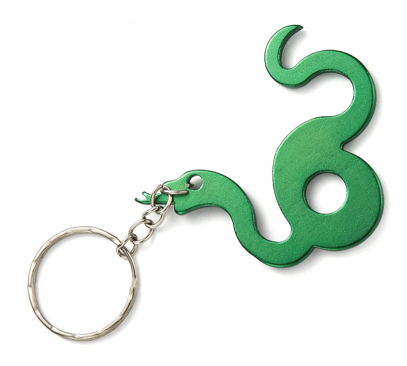 Komonee Snake Green Metal Key Chain Adder Key Ring Serpent Keychain Reptile Keyring (Pack of 5)