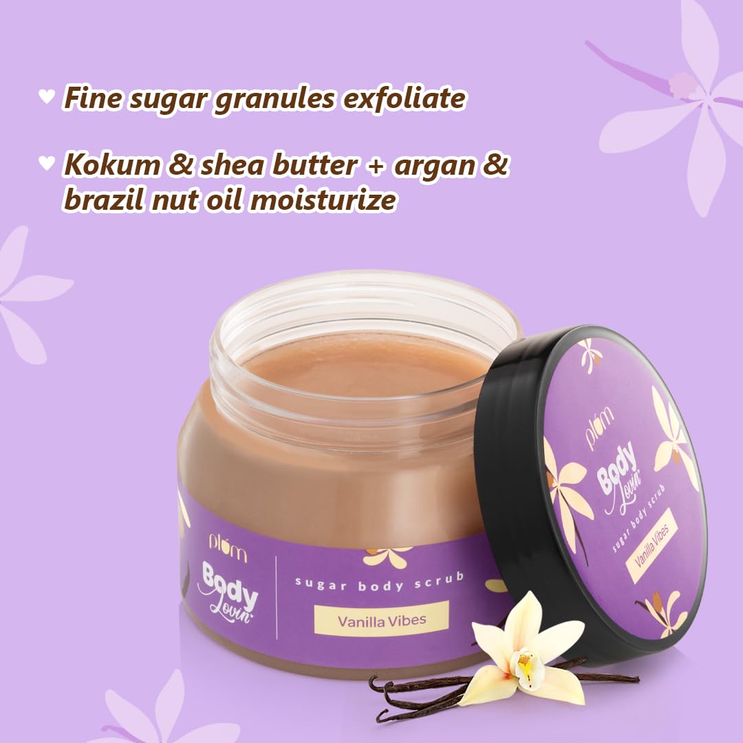 Plum BodyLovin' Vanilla Vibes Sugar Body Scrub | The Ideal Winter Body Scrub | Brazil Nut Oil | Skin Brightening | Deep Moisturization | 100% Vegan 1