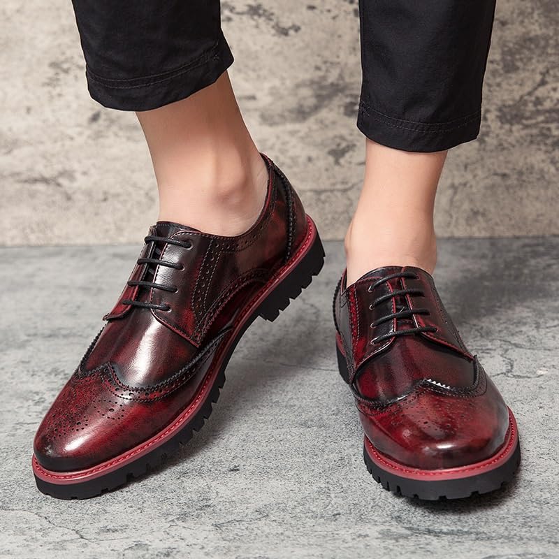 Non Slip Dress Shoes for Men’s Mens Dress Shoes Retro Plain Toe Business Casual Oxfords Dress Shoes for Men Classic Lace-up Formal Tuxedo Brogue Shoes2