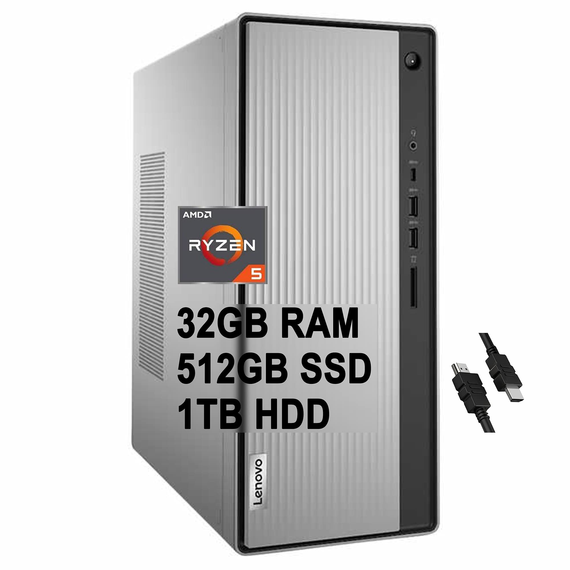 Flagship 2021 Lenovo IdeaCentre 5 Desktop Computer AMD Hexa-Core Ryzen 5 4600G (Beats i7-8700T) 32GB