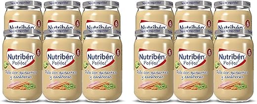 Nutribén Potitos De Pollo con Guisantes Y Zanahoria Desde Los 6 Meses Pack de 6 x 235 gr. (Paquete de 2)