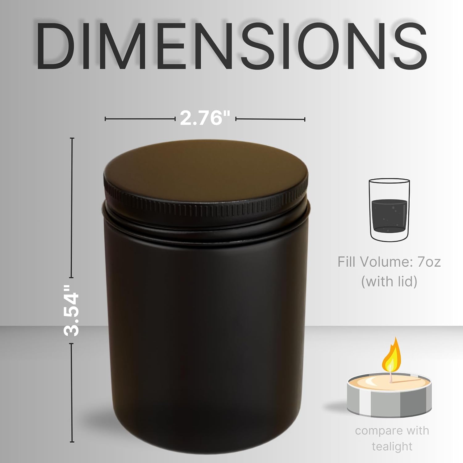 Matte Black Candle Jars 8 oz, 12 Pack - Glass Screw Top Candle Vessels with Lids - Bulk Empty Containers for Candle Making, DIY Candles and Home Decor
