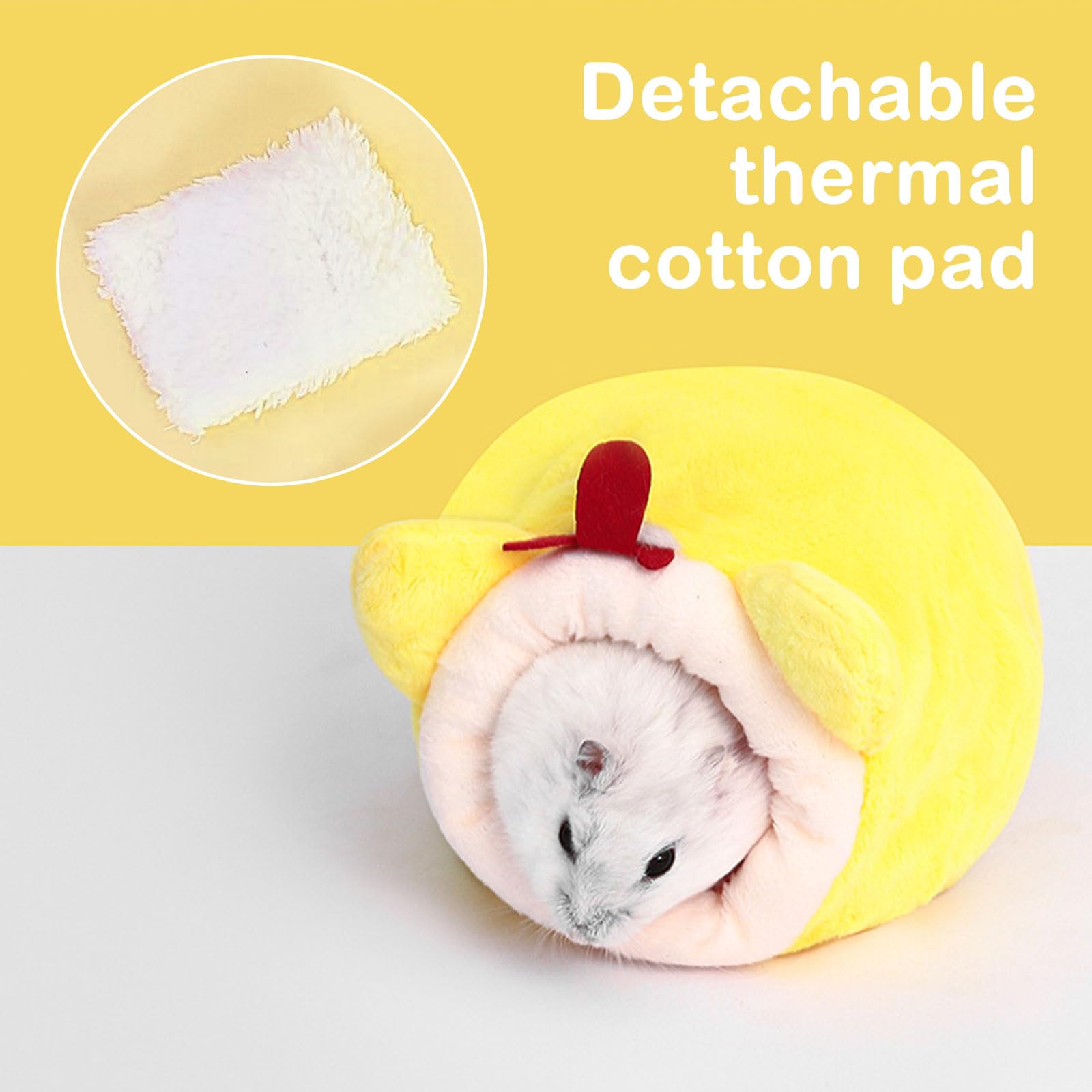 SKHAOVS 2 Pezzi Cuccia Per Criceto,Gabbia per Nidi Invernali per Piccoli Animali,Piccoli Animali Letto,Warm Nido di Cotone,Cuccia Lettino Nido per Criceti per Riccio Criceti Scoiattoli(Rosso Giallo)