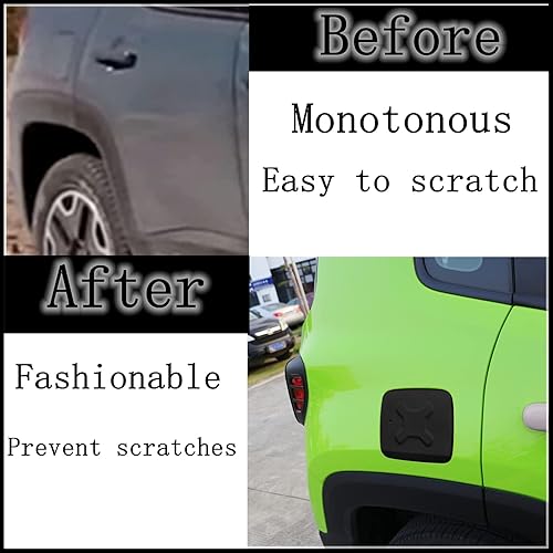 Miniatura 4 de Yoursme Tapa de llenado de combustible exterior de aluminio para puerta de tanque de gas, decoración negra para Jeep Renegade 2015 2016 2017 2018