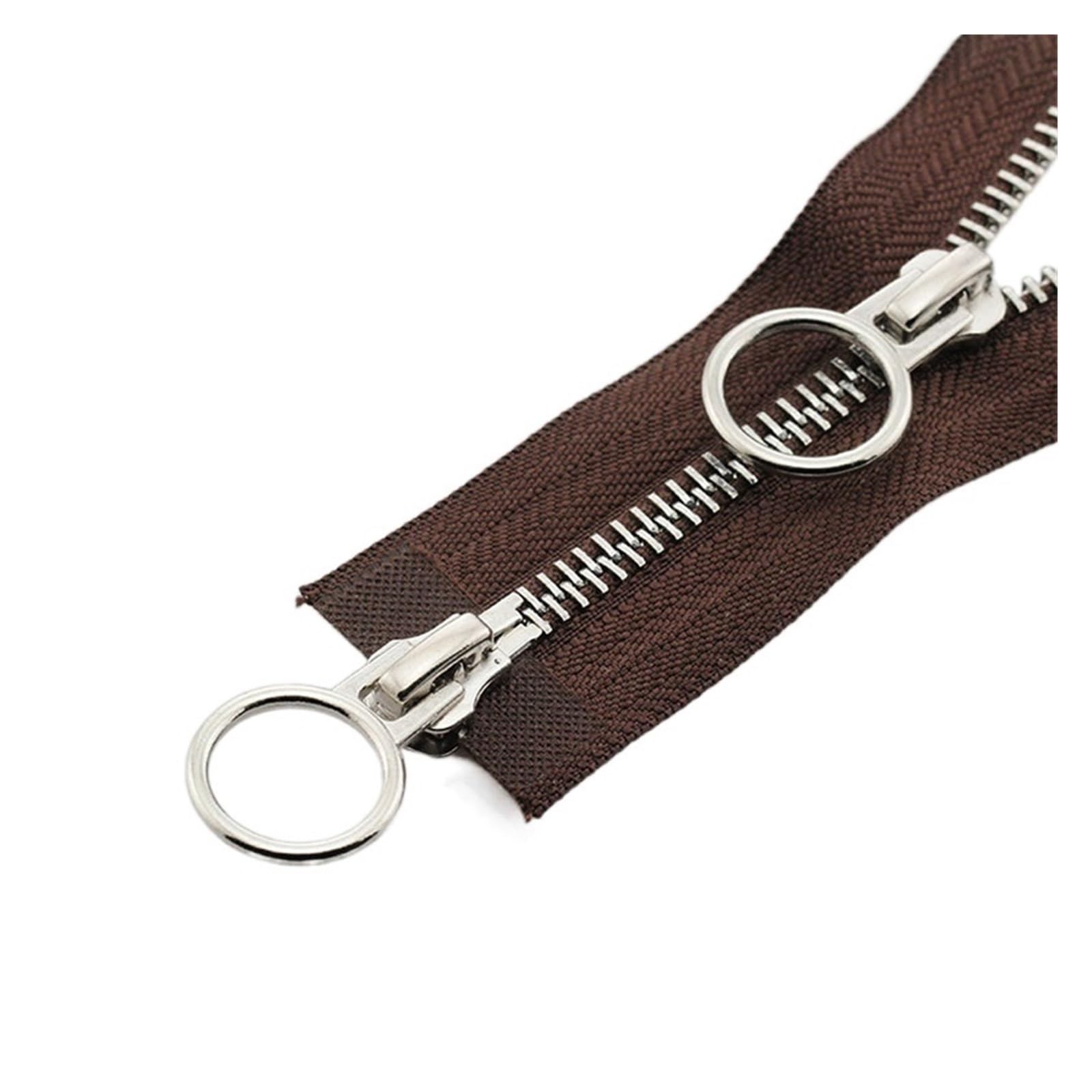 Zipper 1PC Zip Zipper Jacket Double Slider DIY Sewing Circle Sliders Garment Accessories(Coffee,70cm)