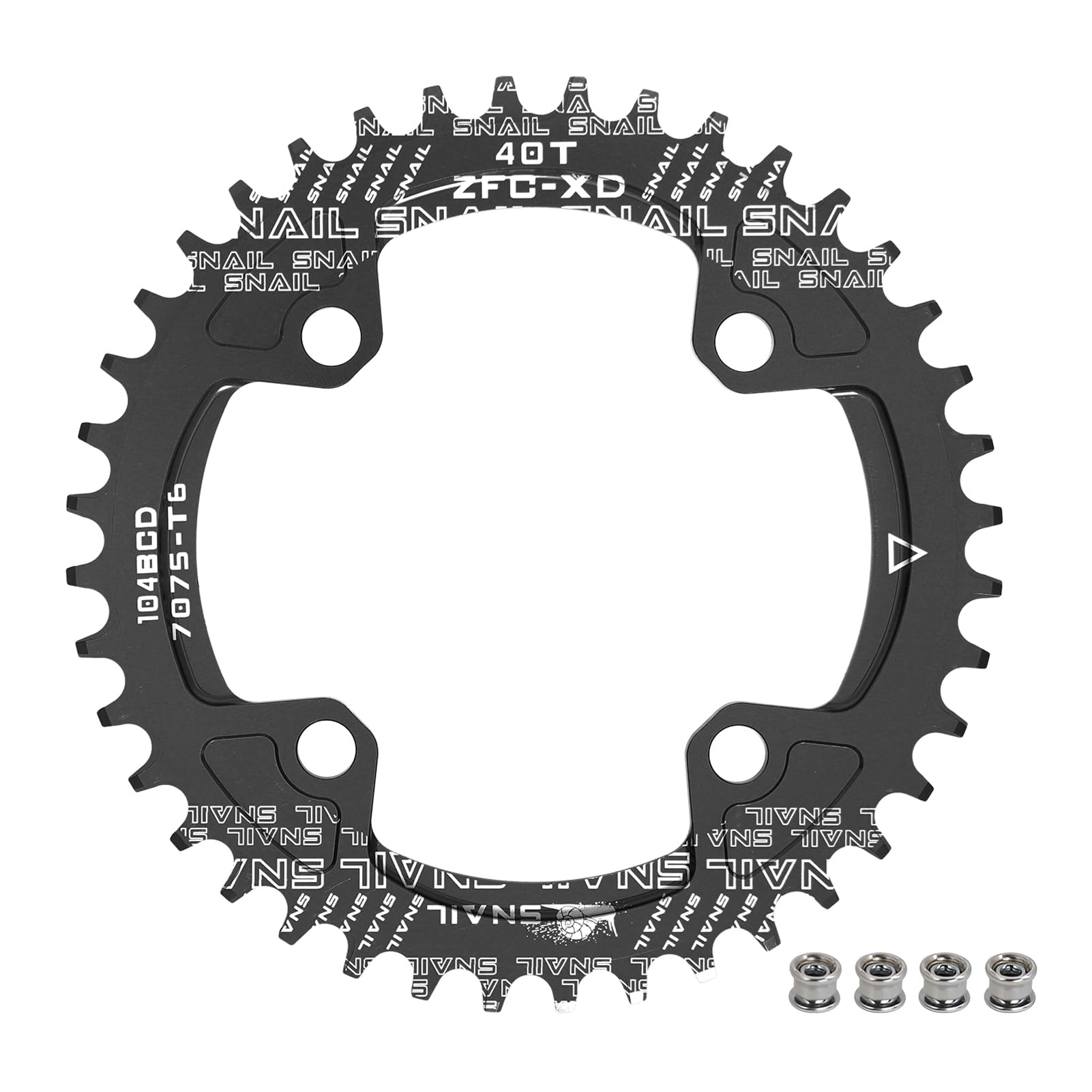 BESNIN Bike Chainring 104 BCD 30T 32T 34T 36T 38T 40T 42T 44T 46T 48T 50T 52T Round Narrow Wide Single Chain Ring for 7 8 9 10 11 12 Speed MTB BMX Road Bike (Black, 40T)