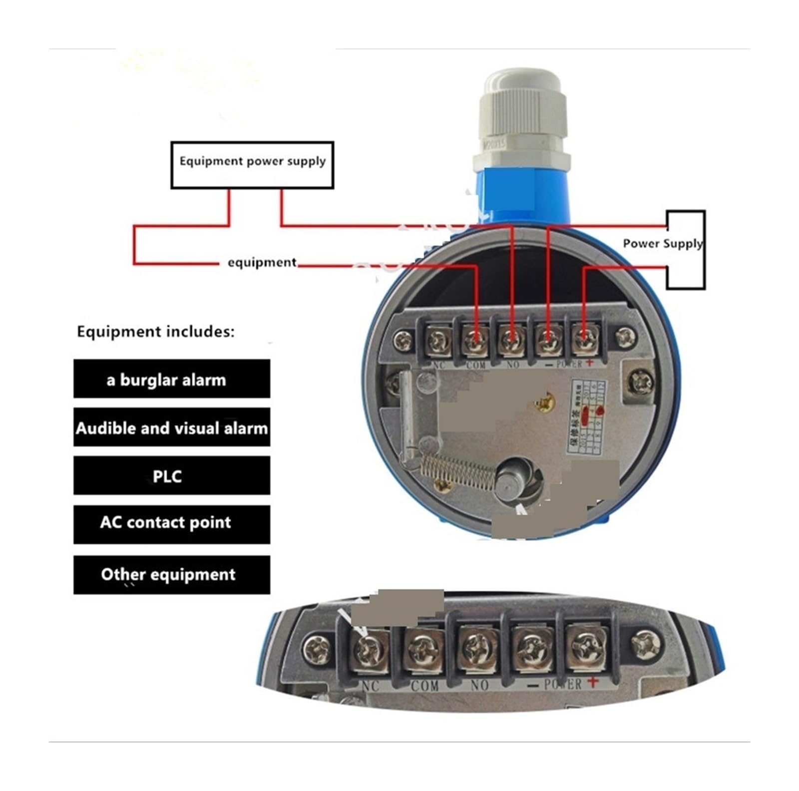 Füllstandssensor für industrielle Schüttgüter, Drehflügel-Füllstandschalter, Doppellager, 220/110/24 V, G1, Resistiv, 304-Blatt(B-24VDC)