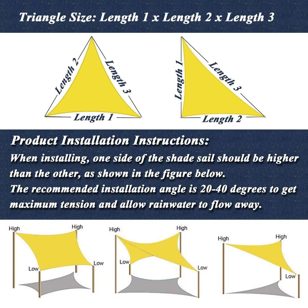 Tenda a Vela Ombreggiante Triangolare Impermeabile Tenda da Sole per Esterno Giardino Tende Vela Parasole 90% UV Protezione Telo Ombreggiante con Occhielli Verde Scuro 5x5x7.1m