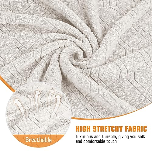Image of VANSOFY Oversized Recliner Chair Cover, 4-Pieces Stretch Recliner Covers for Recliner Chair Soft Reclining Chair Slipcover Jacquard Pattern Furniture Protector for Dogs Cats(Off White)