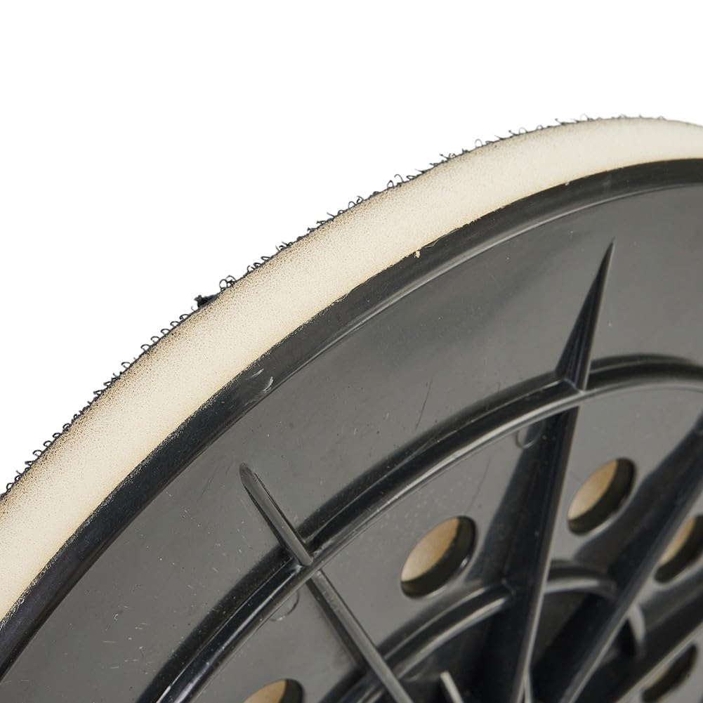 Platorello per levigatrice per cartongesso, 9 pollici, 215 mm, 10 fori, gancio e anello, in schiuma morbida, con disco abrasivo da 6 mm