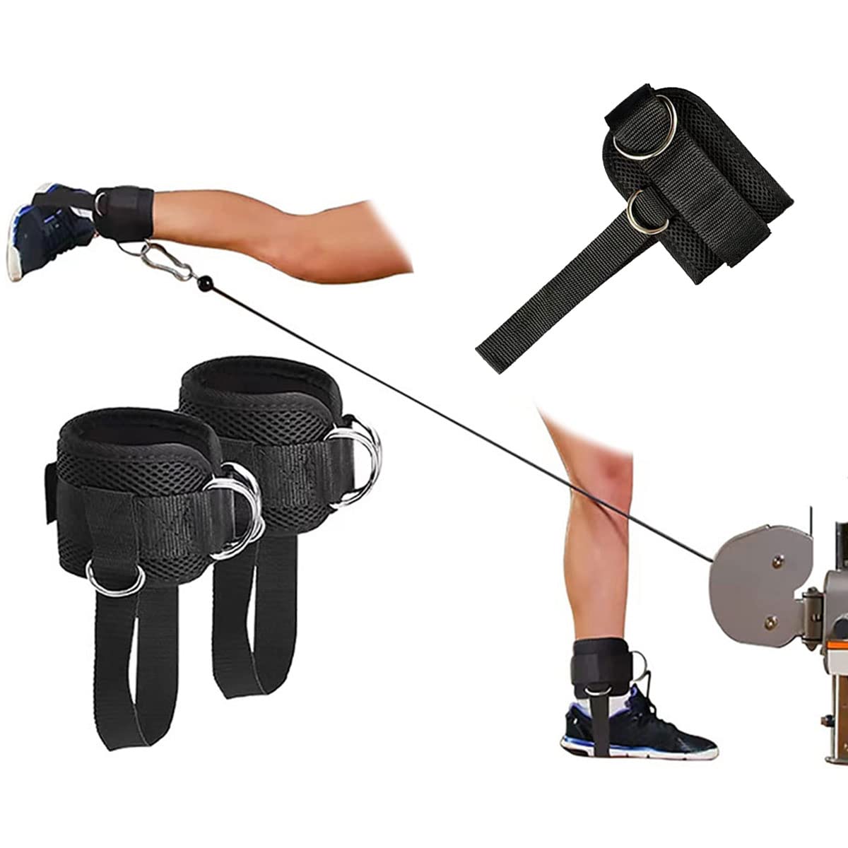 Cavigliere Cavi Palestra, Cinghie per Caviglia Palestra, Confortevole Cavigliera da Palestra per Estensione delle Gambe di Uomini e Donne, Strap per Allenamento delle Gambe