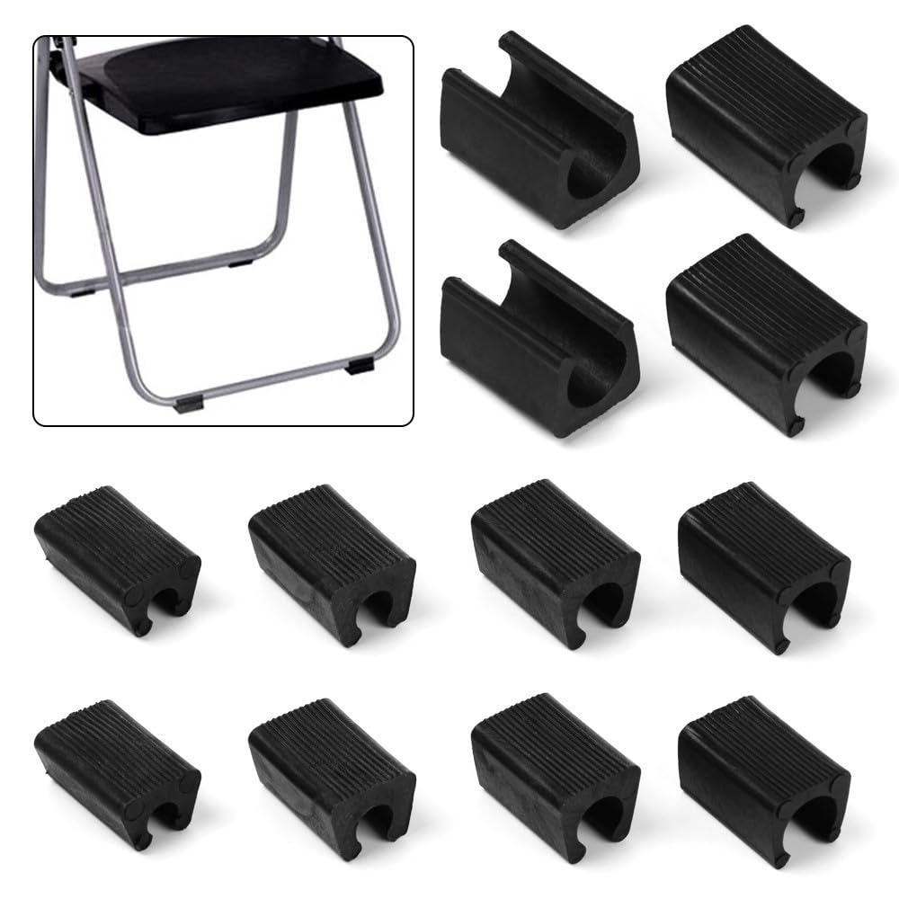 24 piedini per sedia in plastica, a forma di U, diametro 12 mm, nero, per sedie tubolari in acciaio…