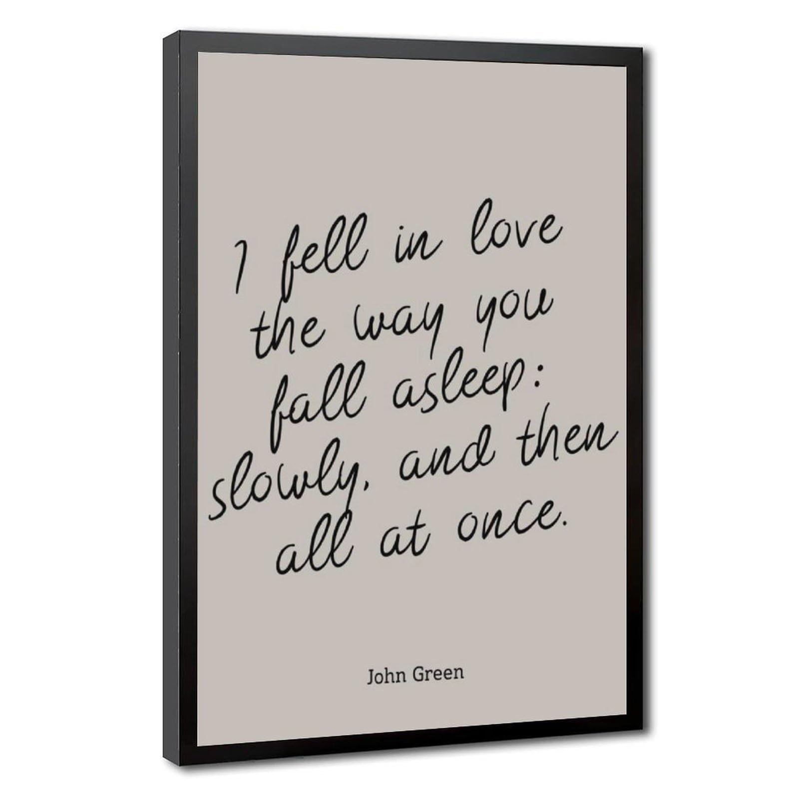 Mnyuein I Fell in Love The Way You Fall Asleep Poster Quotes Canvas Poster Bedroom Decor Sports Landscape Office Room Decor Gift Black Frame 16" L X 24" W