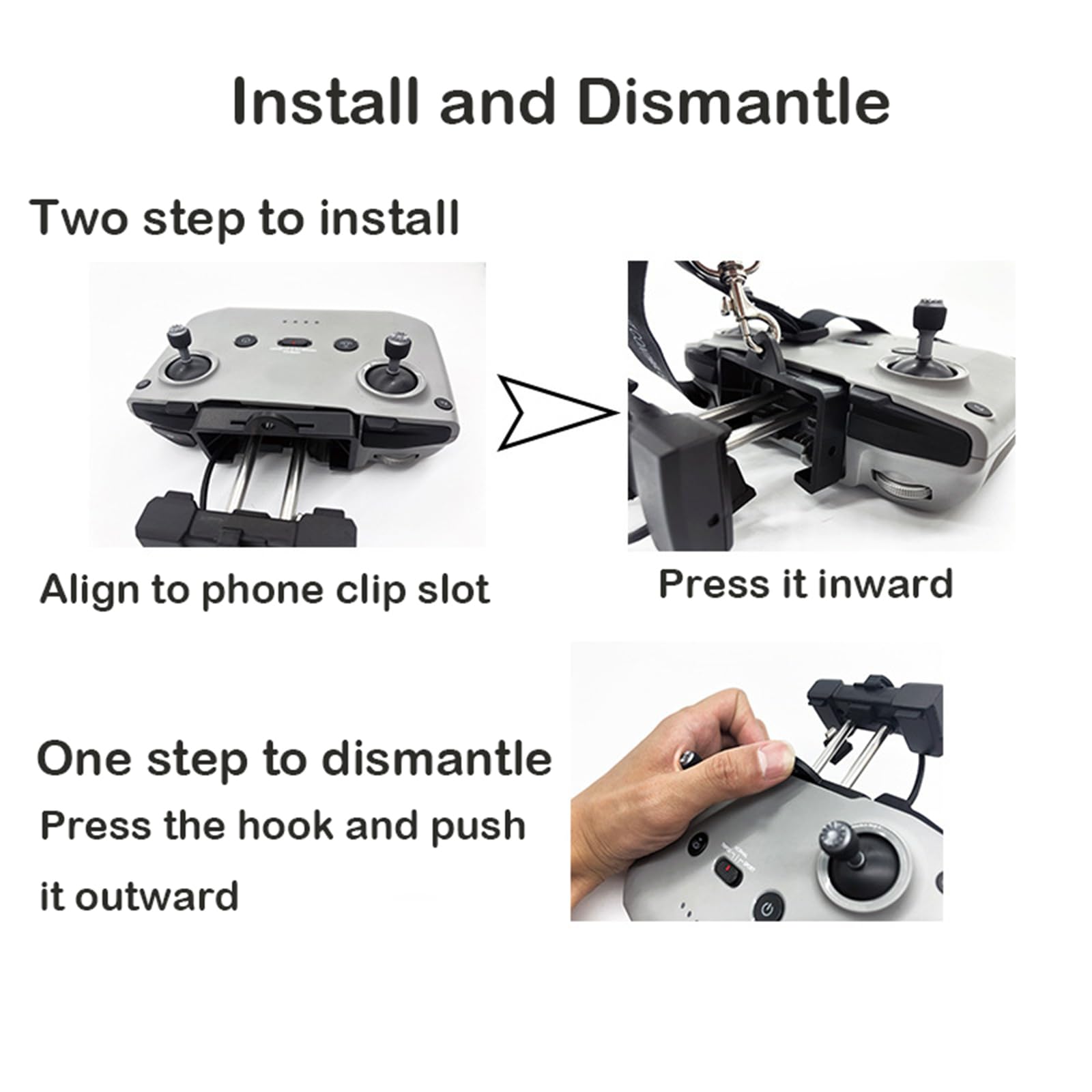 Smycz na szyję do DJI RC PRO Smycz z klamrą uniwersalna kompatybilna z pilotem DJI Mini 3 Pro/Mavic 3/AIR 2/2S/Mini 2, Czarny, rozmiar uniwersalny