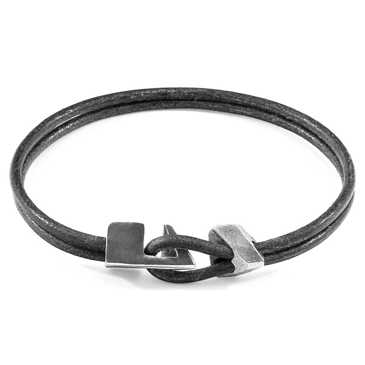 ANCHOR & CREW Pulsera Brixham de Plata y Cuero Redondo - Hombre