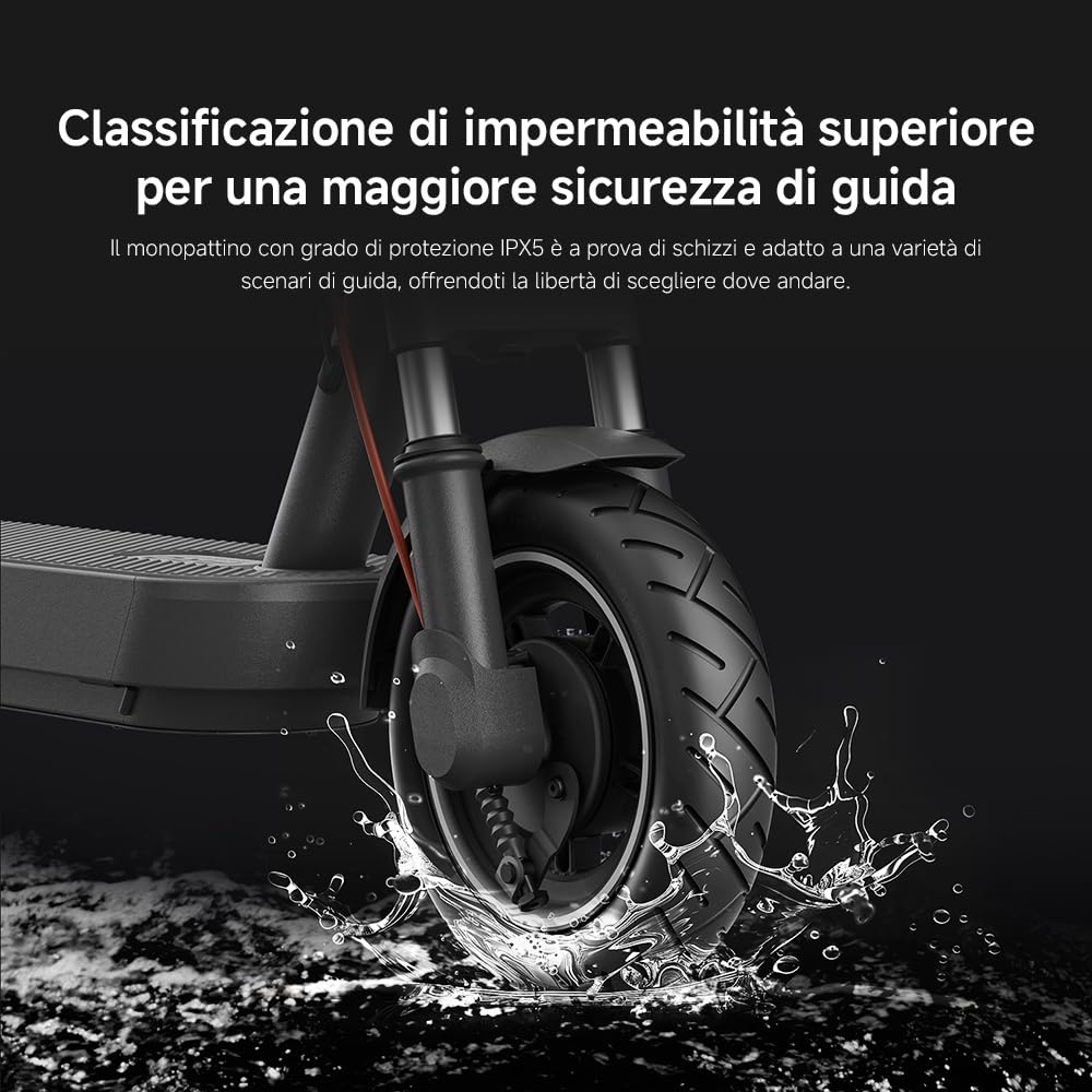 Xiaomi Electric Scooter 5 Pro (Monopattino), Doppie Sospensioni Anteriore E Posteriore A Molla, Pneumatici Tubeless Da 10", Pendenza Max 22% | Doppie Sospensioni Anteriore E Posteriore A Molla, Pneumatici Tubeless Da 10", Pendenza Max 22%