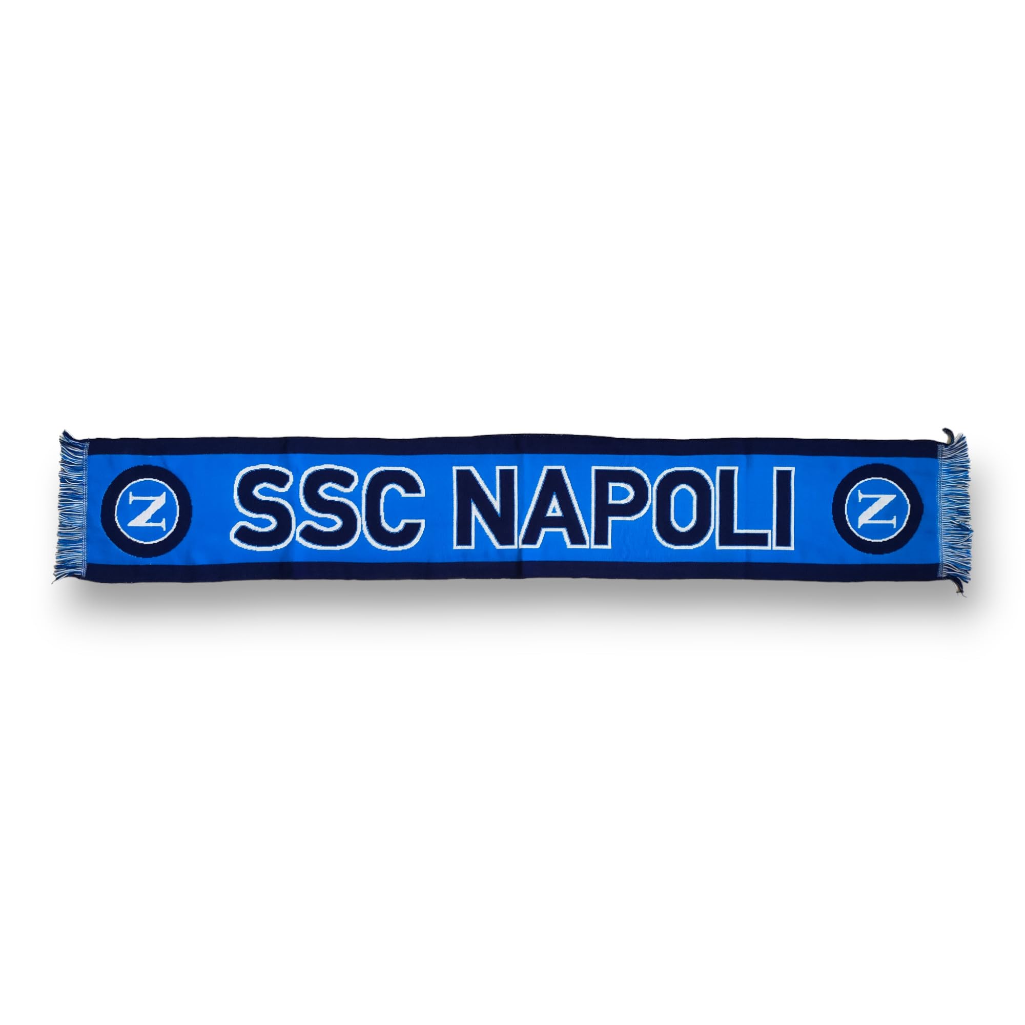 3R Sport SSC Napoli, sciarpa jacquard, prodotto ufficiale 100% acrilico, Azzurro, Bianco, blu