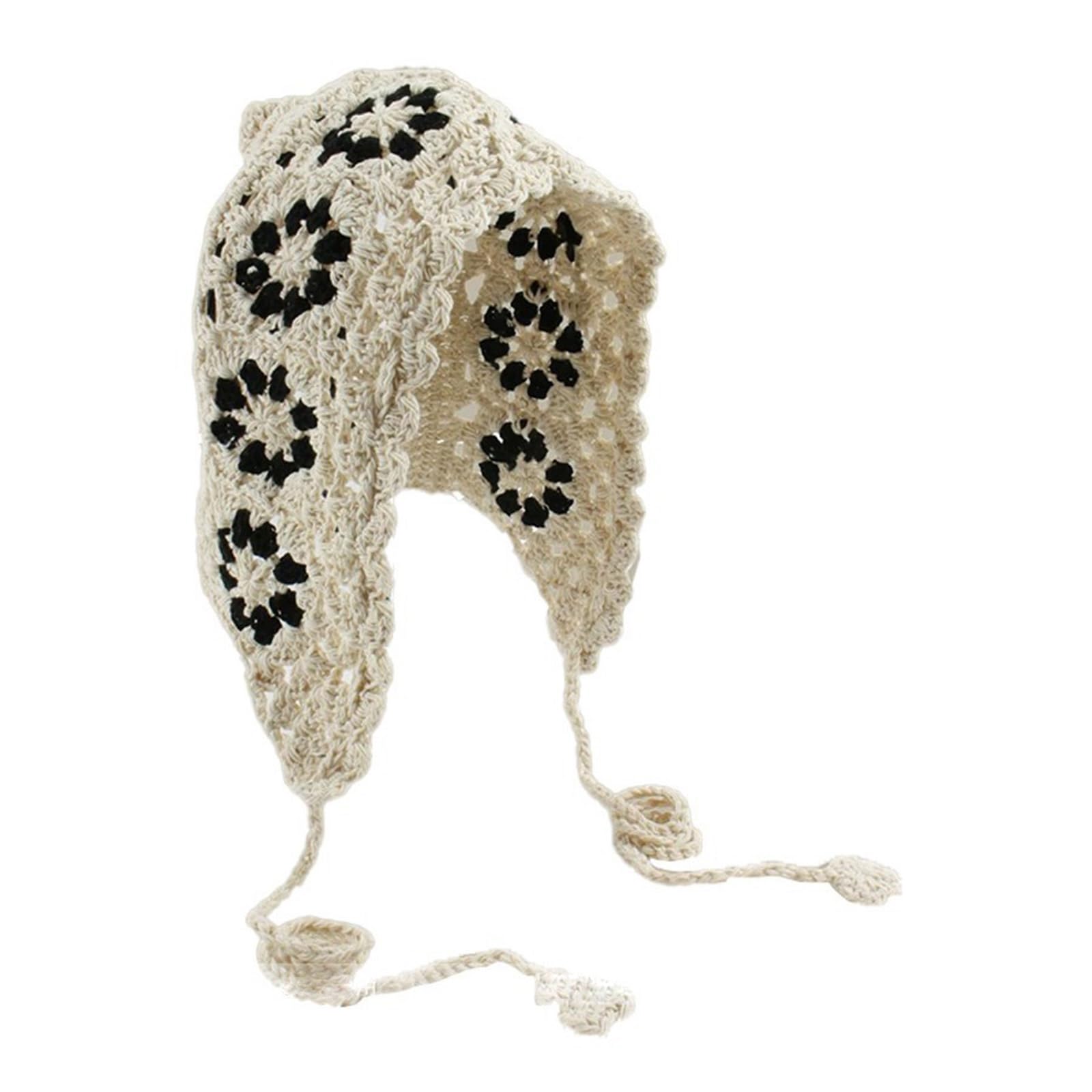 MICFENY Artistic Crochet Openwork Adjustable Embellishment Headwear For Fall Outfits
