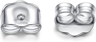 White Gold Earring Backs 14K Solid Gold 0.17 Grams AU585 Butterfly Real Earrings Backs Replacements for Studs 585 Hypoallergenic Pierced Secure