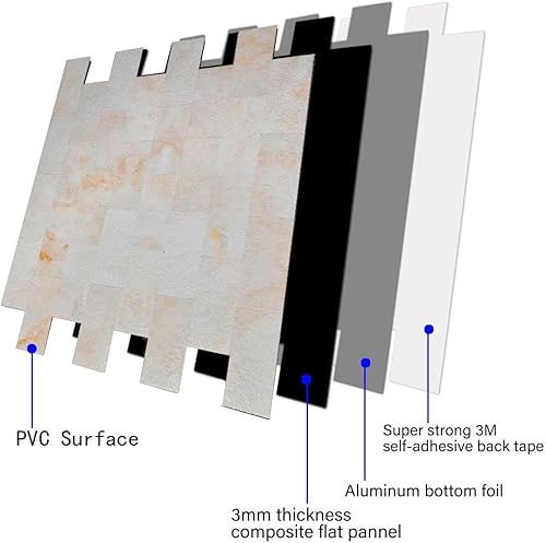 Miniatura 10 de WEIMEISC Azulejo de 10 hojas para salpicaduras, paneles de pared 3D de aluminio autoadhesivos, mosaico de metal para cocina, sala de estar,