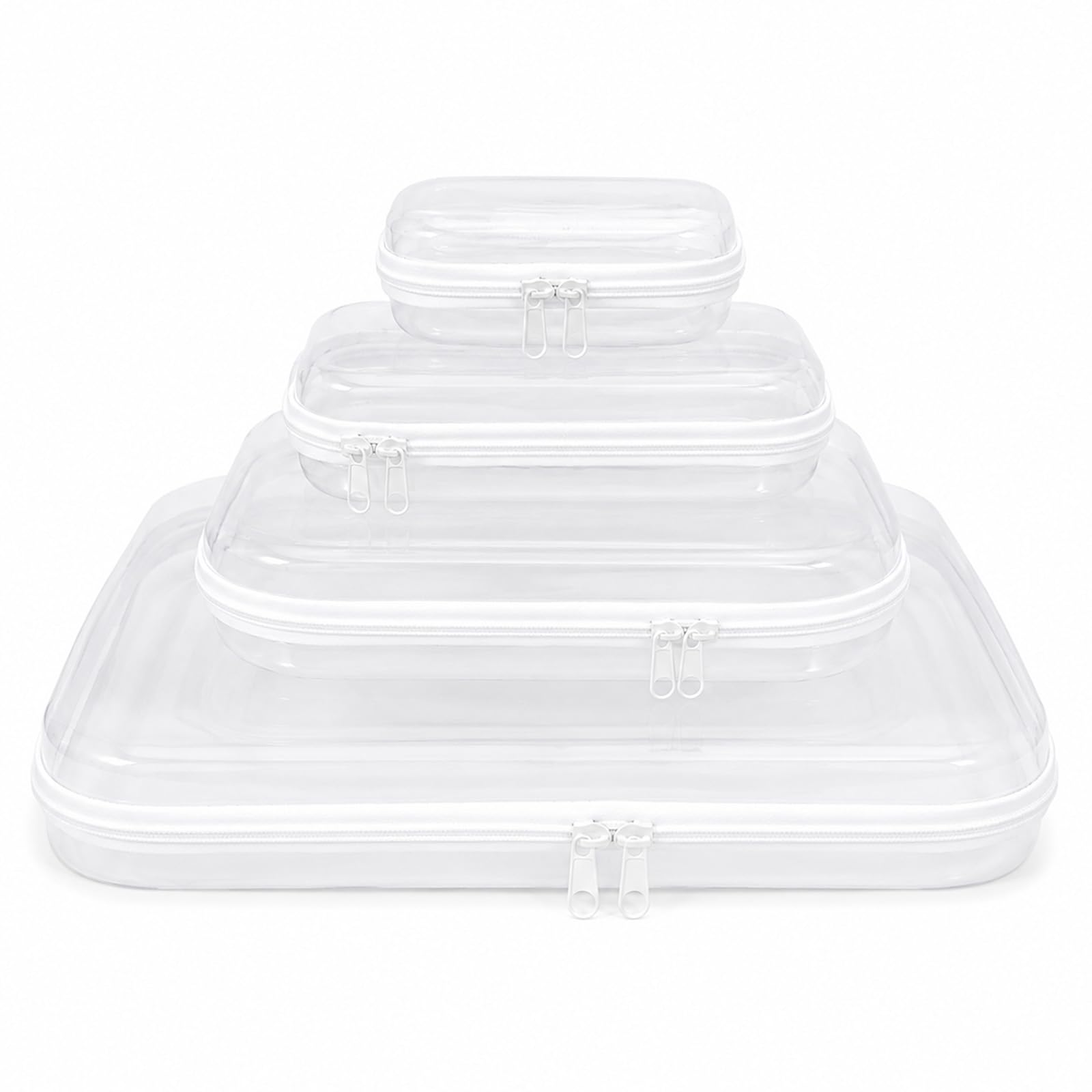 4 Piezas Beauty Case Rigido Trasparente con Dppie Cerniere | Custodia di Plastica Borsa Rigida Trasparente Portagomitoli Impermeabile per Cosmetici, Giocattoli e Articoli da Toeletta