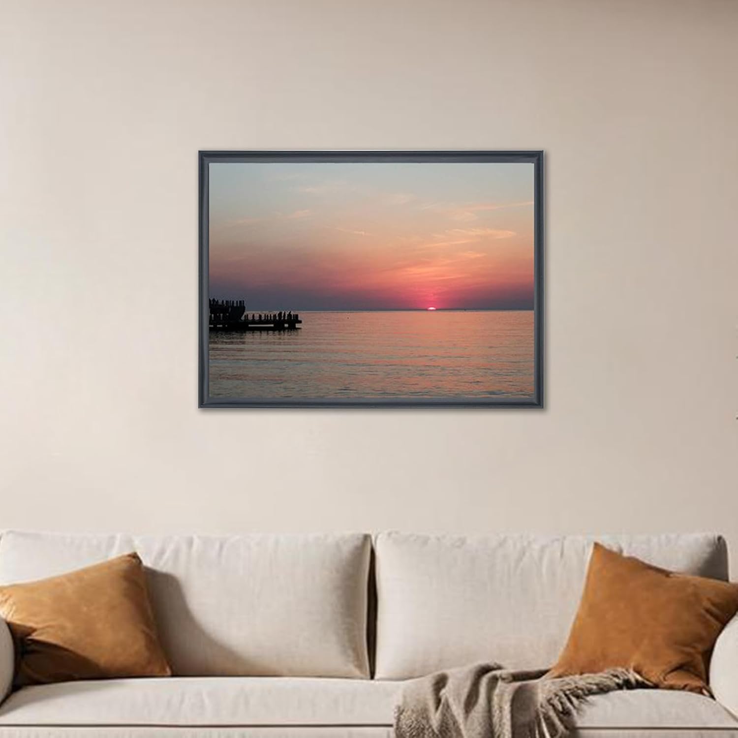21x26 inch Picture Frame Solid Wood Black,Suitable for Panoramic Photo Frame, Posters,Painting,Group Photo,Puzzle (A23B2126)