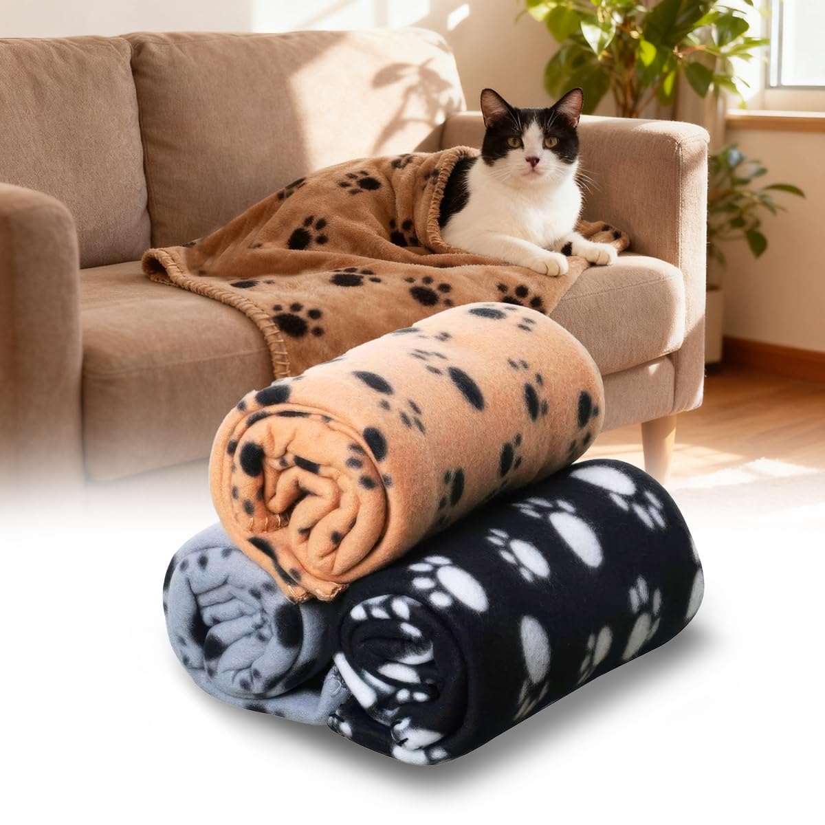 3 Pièces Plaid Chien, 60 X 70 cm Double Face Couverture Animaux, Lavable Universelle Couverture pour Animaux aux Chiens et Chats de Petite et Moyenne Taille, Caisses de Transport, Canapés, Sièges Auto