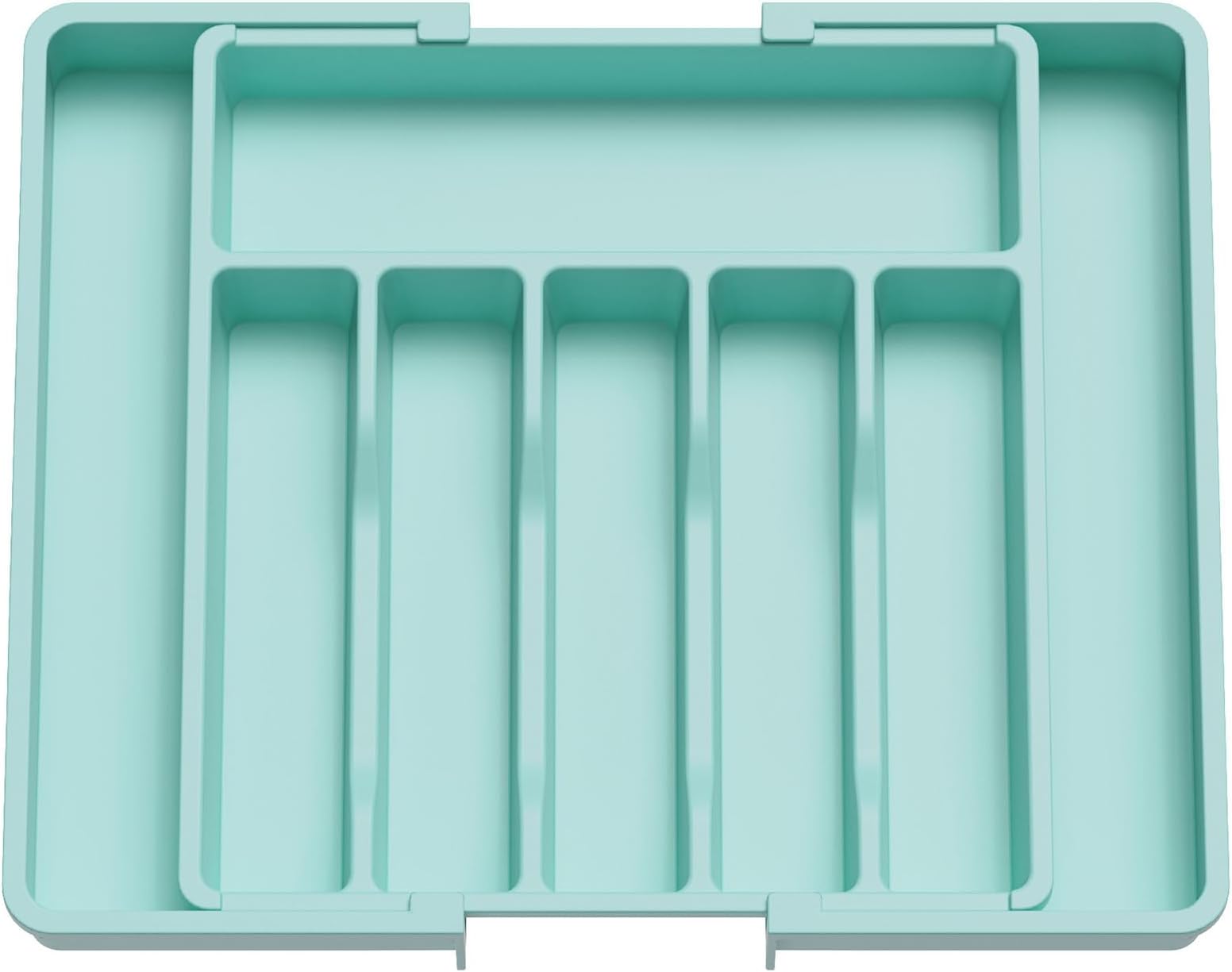 Lifewit Silverware Drawer Organizer, Expandable Utensil Tray for Kitchen, BPA Free Flatware and Cutlery Holder, Adjustable Plastic Storage for Spoons Forks Knives, 13-22 x 15", Turquoise