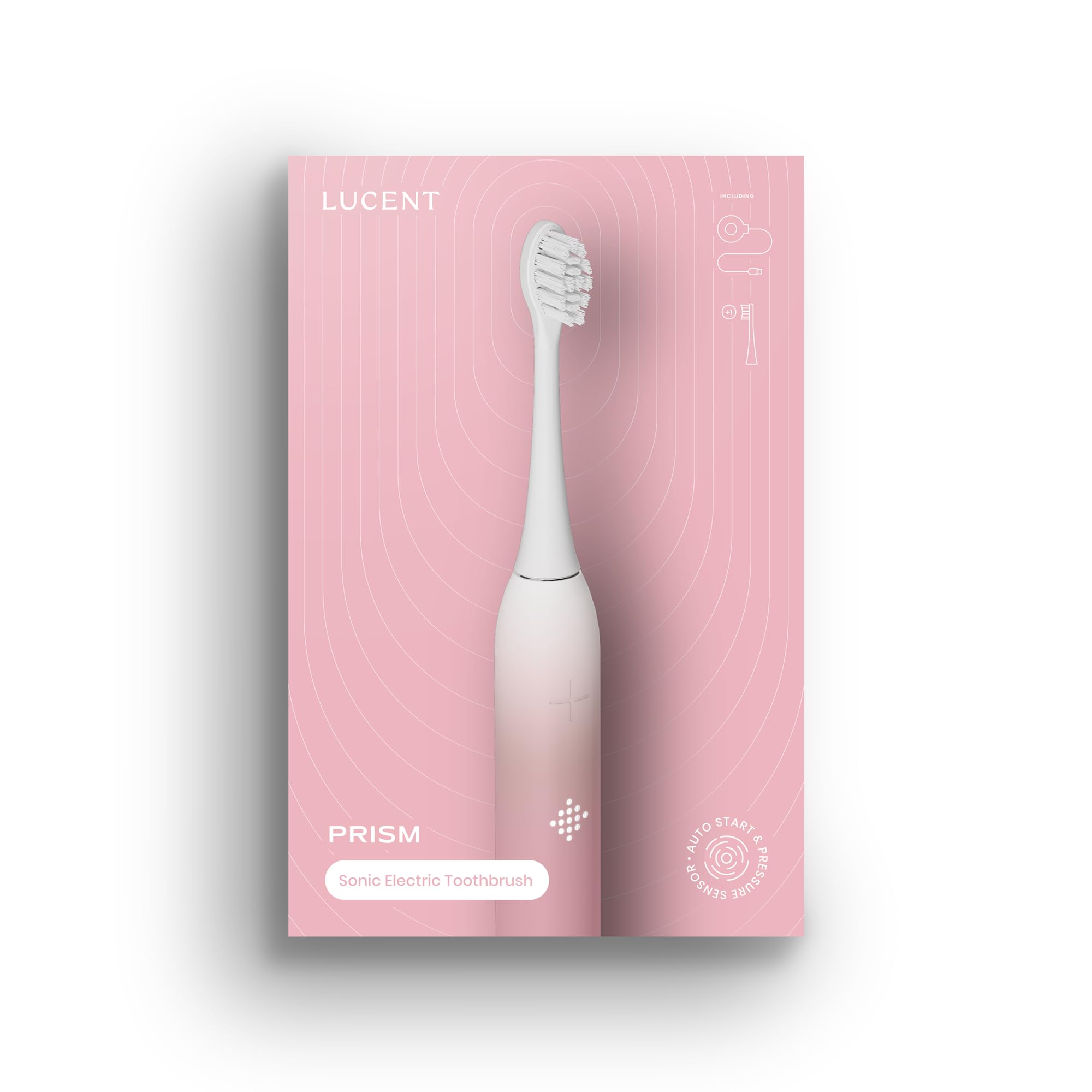Lucent Prism - Spazzolino elettrico con attivazione automatica, durata della batteria di 60 giorni, timer intelligente, 3 modalità di pulizia, impermeabile IPX8 (Pink Bliss)