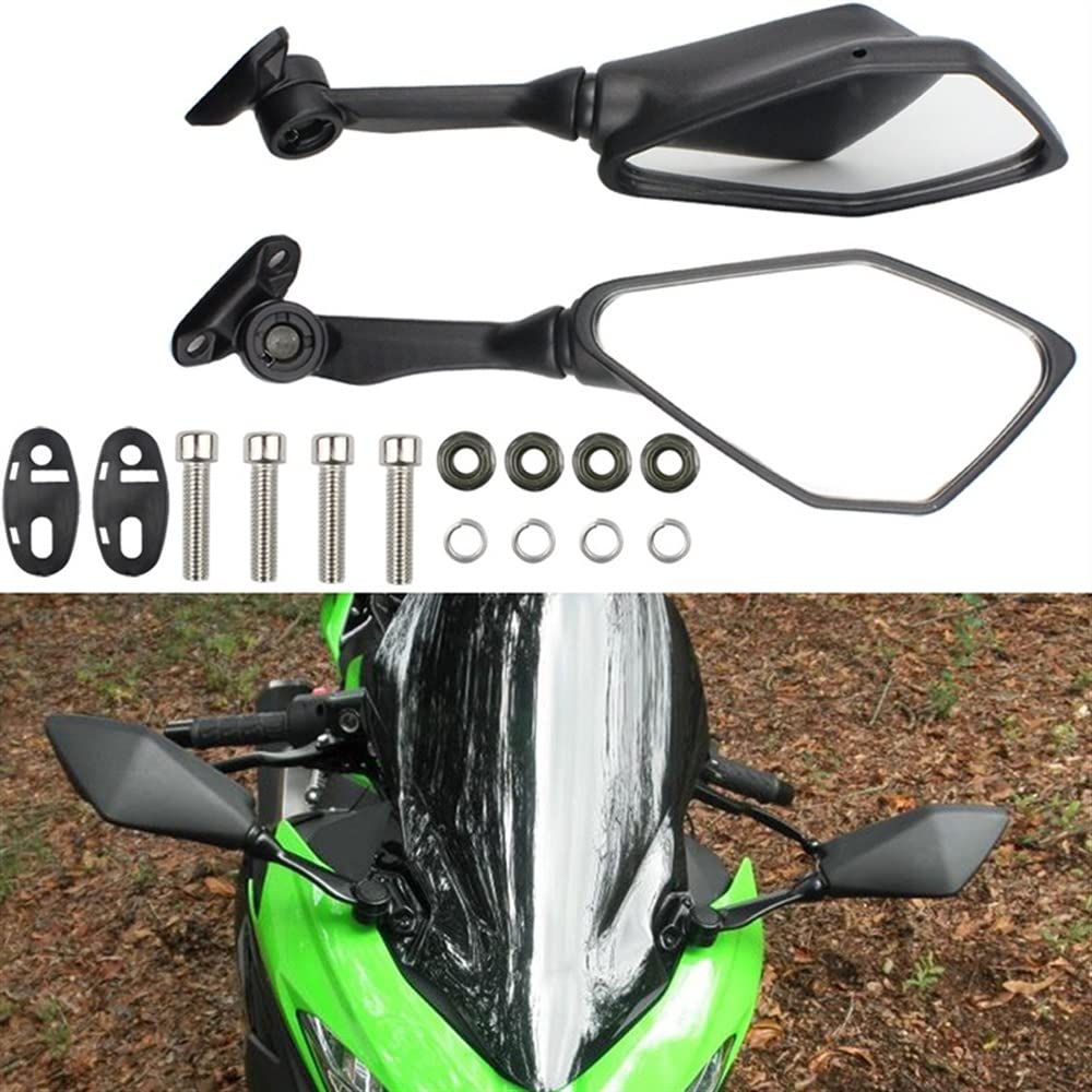 OUMURS Pair Of Rear View Mirrors For Kawasaki Ninja 400 (2018–2023) – Black Aluminum/ABS