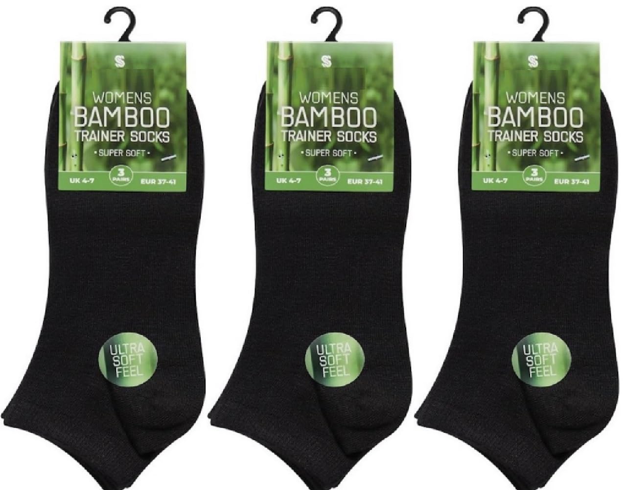 Onlybee Women's Black 3 Pairs Of Healthy Bamboo Trainer Liners Ankle Socks Uk Size 4-7 White Or Jogging Running Sports (Uk, Numeric, 4, 7, Regular, Regular, )
