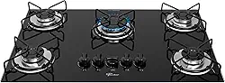 FISCHER COOKTOP À GÁS 5 BOCAS FIT LINE TREMPE ARAMADO MESA VIDRO PRETO BIVOLT 36360-102676