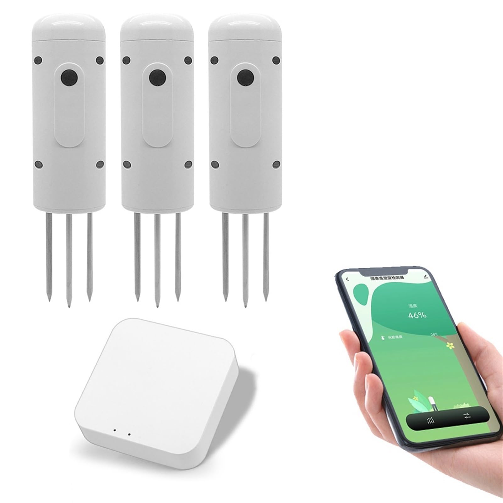 Misuratore di umidità del suolo wireless Tester di umidità della temperatura Monitor for piante Rilevatore impermeabile IP67 for la piantumazione di giardini,Giardino,Prato,Interno,Uso esterno(3 Test