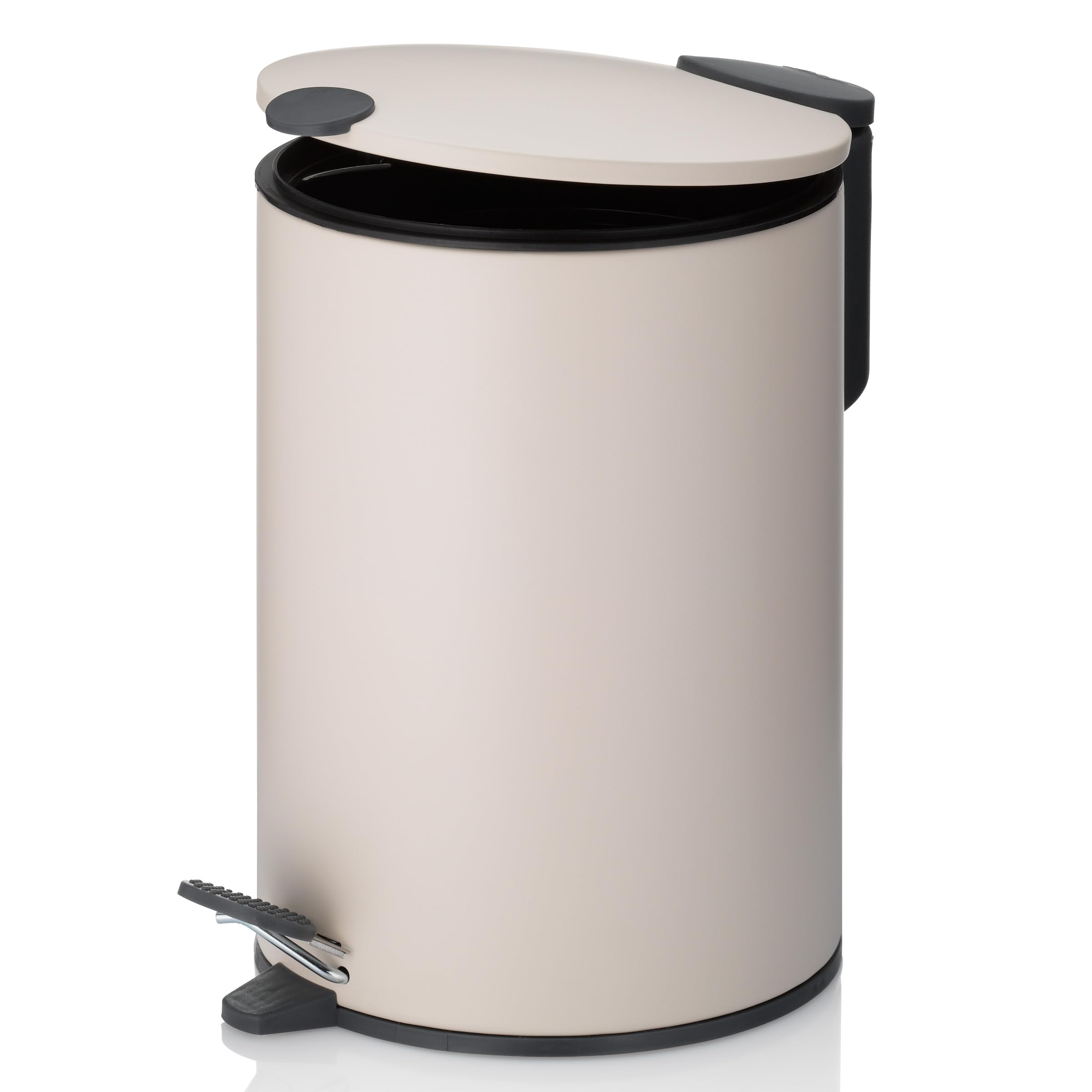 kela Secchio per cosmetici 3 l beige opaco, coperchio con chiusura silenziosa, pattumiera a pedale per bagno MATS, pattumiera da bagno con secchio interno e manici per il trasporto